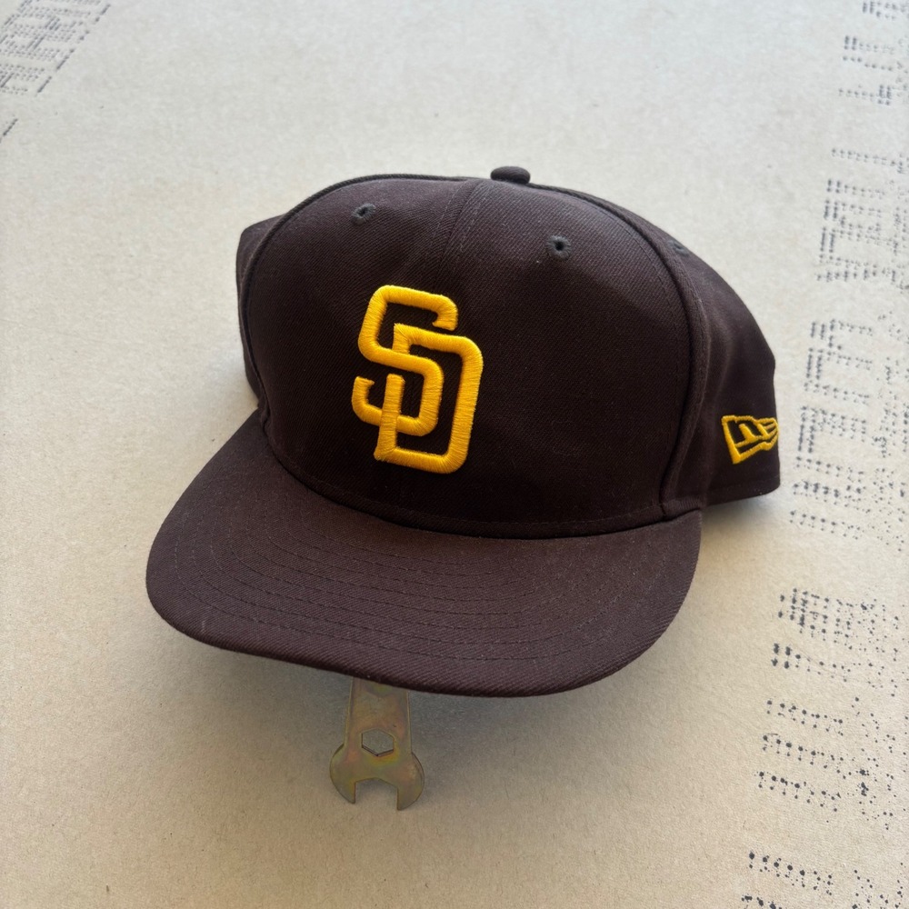 Y2K New Era San Diego Padres Hat 59FIFTY Brown Yellow MLB‎ Authentic Cap 7 1/2